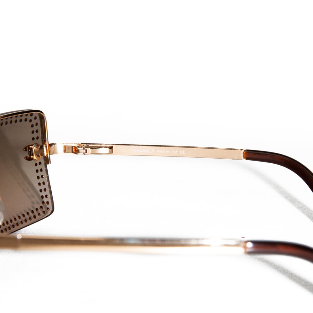 Image of  Chanel CC Crystal Rimless Sunglasses Gold