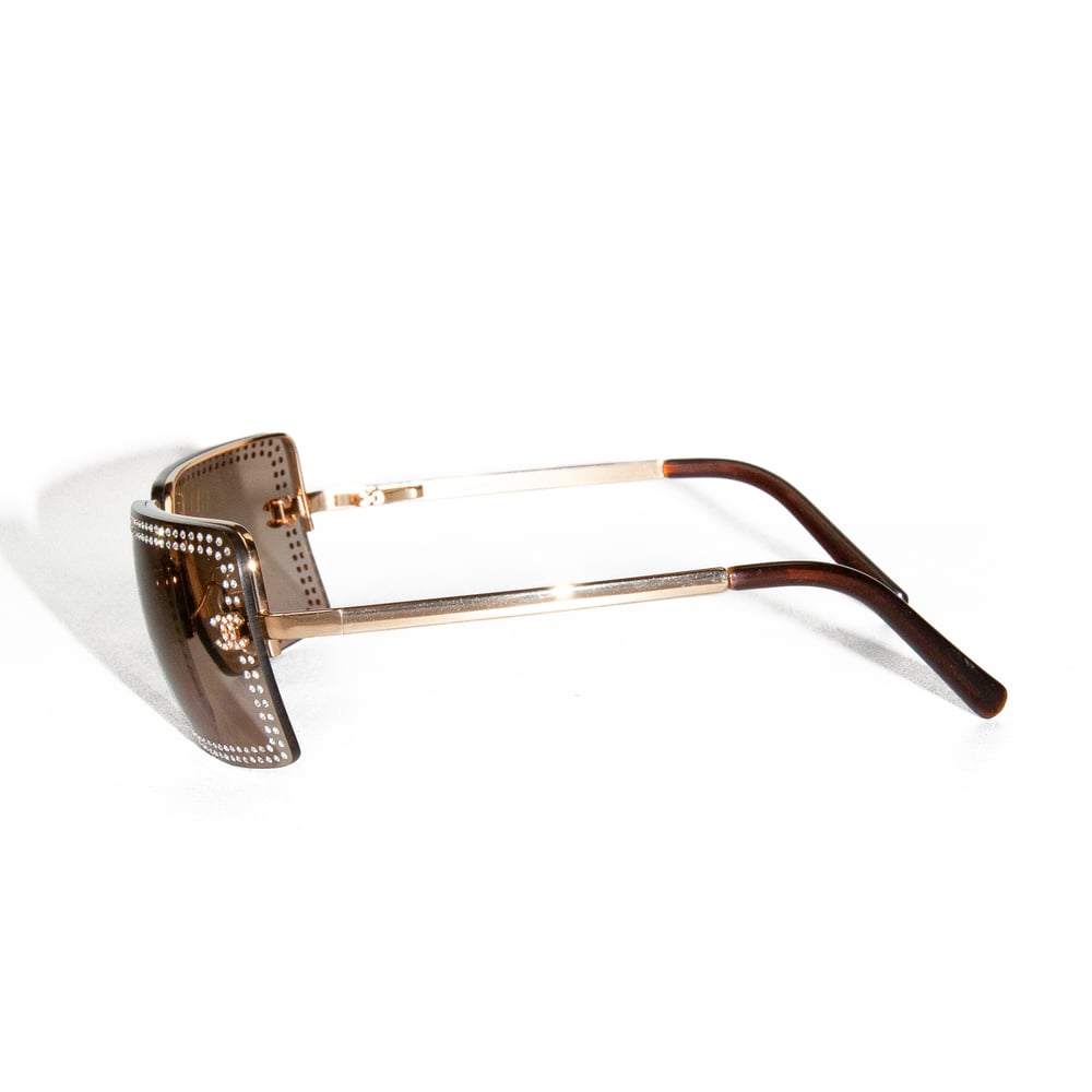 Image of  Chanel CC Crystal Rimless Sunglasses Gold