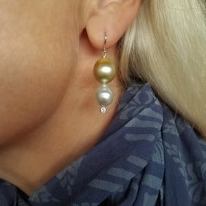 Tahitian & SS Mix Pearl Earrings 