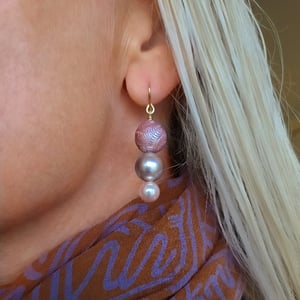 Pink Fresh Water & Tahitian Pearl Earrings