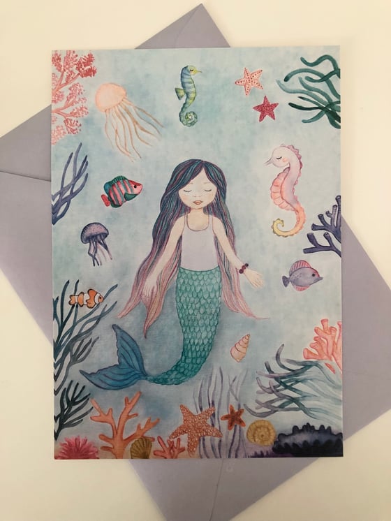 Image of "Mermaid" Einladungskarten Set DEUTSCH / Invitations anniversaire sirène ALLEMAND