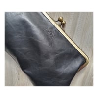 Image 4 of Pleated Leather Clutch Black