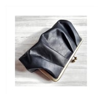 Image 1 of Pleated Leather Clutch Black