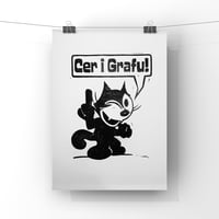 Image 1 of Cer i Grafu. Welsh Saying. Hand Made. Original A4 linocut print. Limited and Signed. Art.