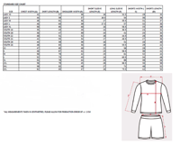 SimRacingPrix Jersey Size Chart Reference only