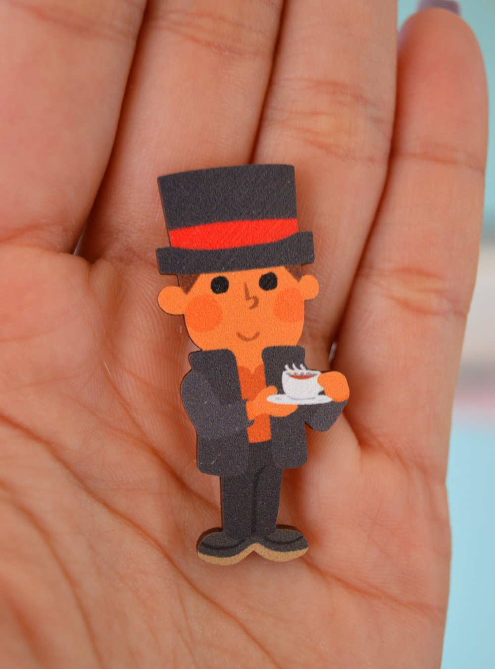 Image of Professor Layton Wooden Pins / Stickers