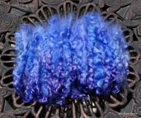 Image 1 of Gotland x Teeswater Long Locks Dyed in Blue and Purple 1.7 oz - 6 inches