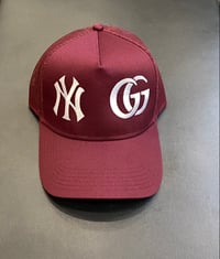 Image 1 of BRAVEST STUDIOS NY GG TRUCKER HAT IN BURGANDY 