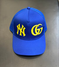 Image 1 of BRAVEST STUDIOS NY GG TRUCKER HAT IN ROYAL BLUE