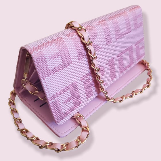 Image of Pink BRIDE Racing Wallet with Pink Leather Woven Chain