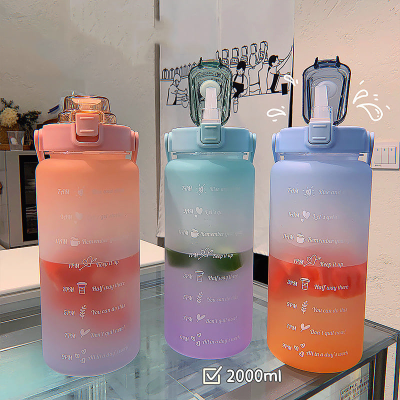 Image of 2 Liters Water Bottle Motivational Drinking Bottle Sports Trending on Tiktok Water Bottle