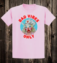 Image 3 of Bad Vibes Tee (ringers, pink, yellow)