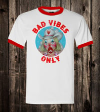 Image 1 of Bad Vibes Tee (ringers, pink, yellow)