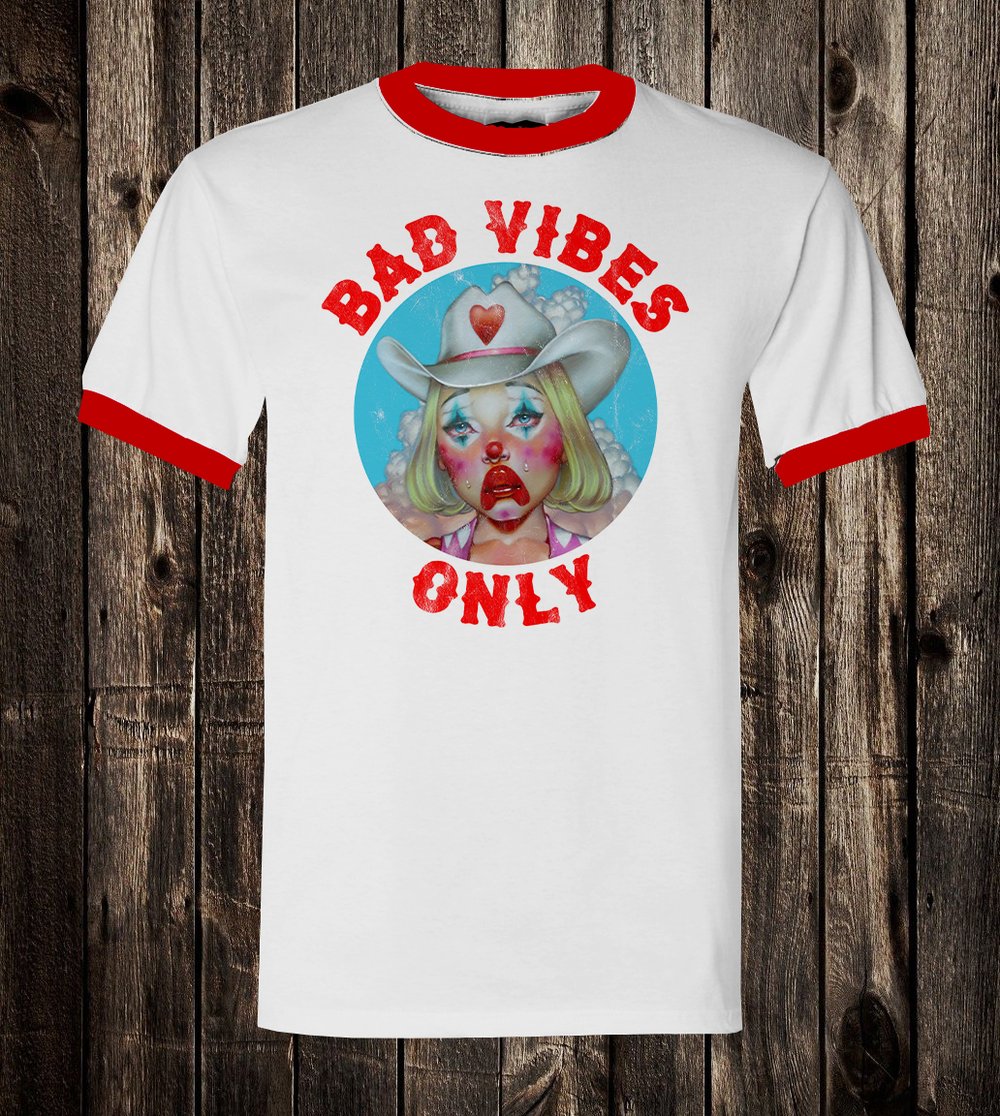 Bad Vibes Tee (ringers, pink, yellow)