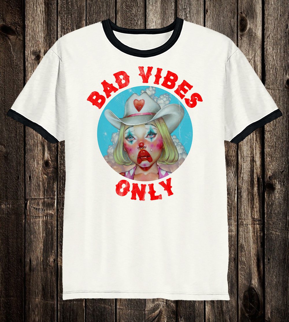 Bad Vibes Tee (ringers, pink, yellow)