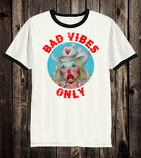 Image 2 of Bad Vibes Tee (ringers, pink, yellow)