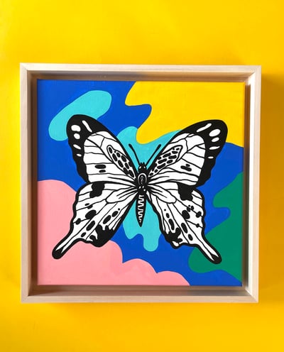 Image of 3x Butterfly Paintings Triptych