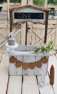 Image 2 of  Stand set 3 : Chalkboard and 2 wooden garlands 