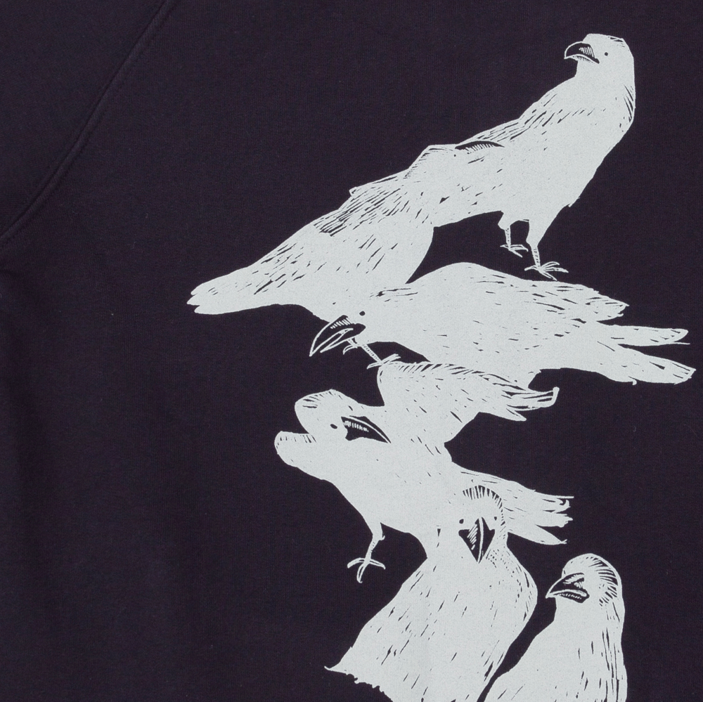 Crow Unisex Navy Zip-Up Hood (Organic)