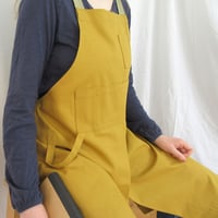 Image 4 of NEW COLOUR! Split Leg Apron for Potters & Artists, Crossback, Adjustable, 7 pockets Ochre No 7:2 