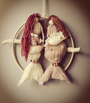 Mermaid fibre art hoop 