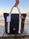 Small waxed canvas tote (blue)