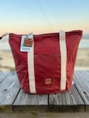 Small waxed canvas tote (red)