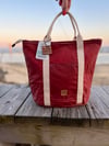 Small waxed canvas tote (red)