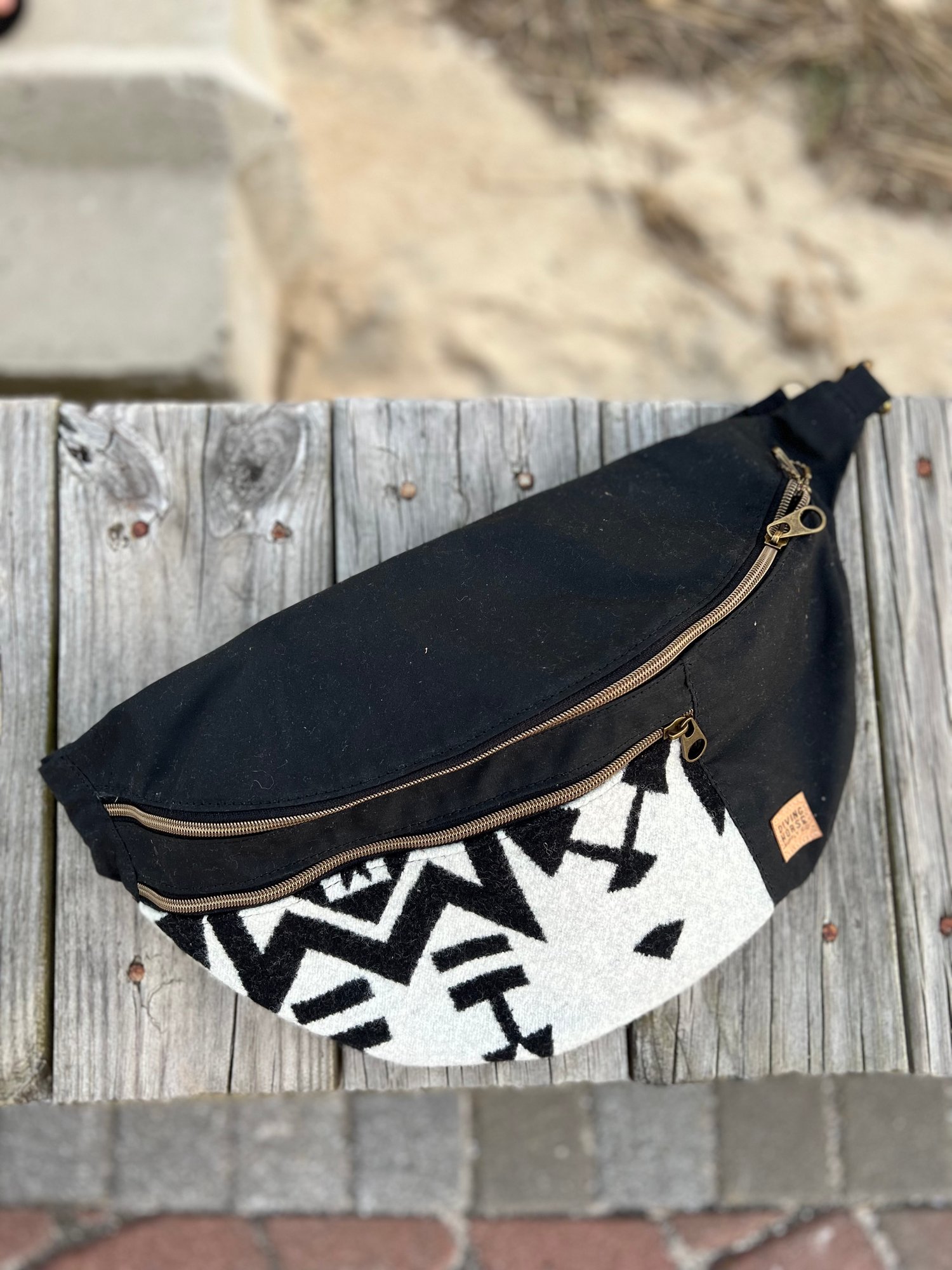 Pendleton wool and waxed canvas crossbody bag bum bag