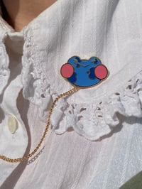 Image 4 of Enamel Collar Pins - Blue Frog & Waterlily