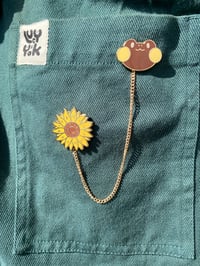 Image 4 of Enamel Collar Pins - Brown Frog & Sunflower