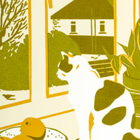 Image 2 of Still Life with Cat and Pigeons screenprint