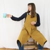 NEW COLOUR! Split Leg Apron for Potters & Artists, Crossback, Adjustable, 7 pockets Ochre No 7:2 