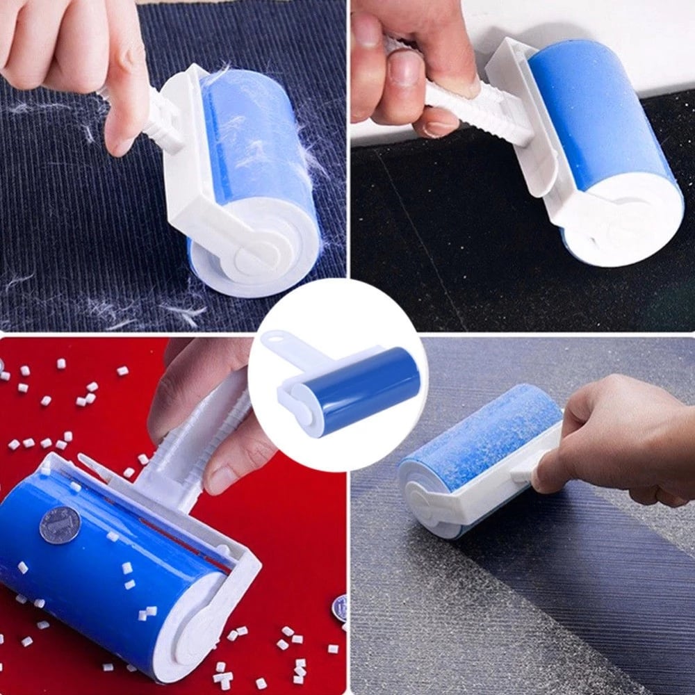 Image of Reusable Washable Lint Roller Sticky Silicone Dust Wiper Pet Hair Remover Cleaning Brush Tools for P