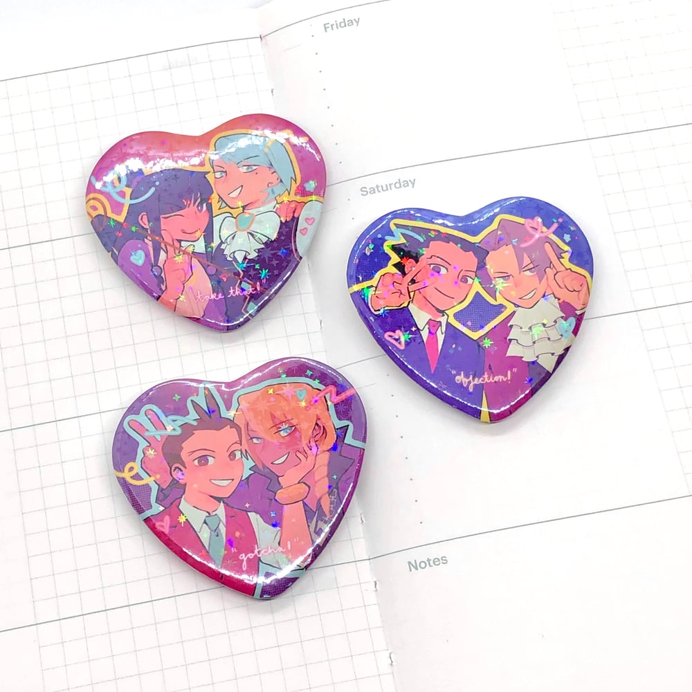 Image of [Ace Attorney] heart buttons