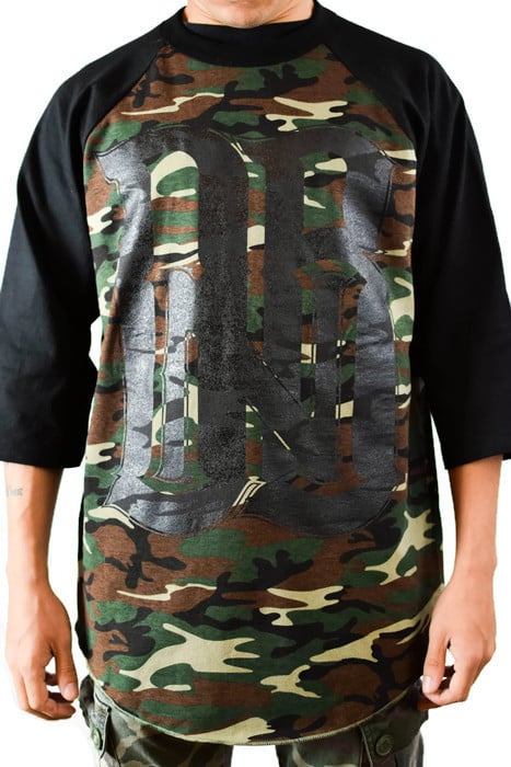 Image of Drum & Bass "DNB" Baseball Tee - Black/Camo