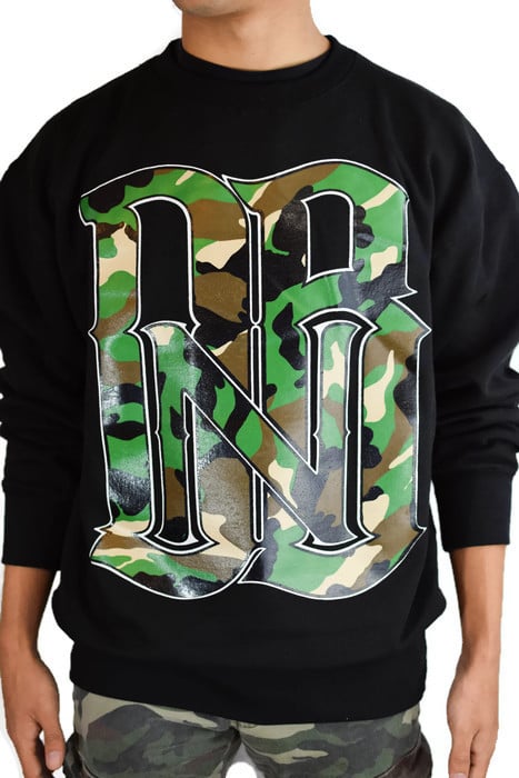 Image of Drum & Bass "DNB" Crew Neck - Black/Camo