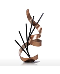 Image 1 of Straight Line and Ribbon Modern Metal Sculpture