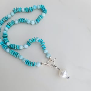 Larimar & Turquoise Helix Necklace with Clasp