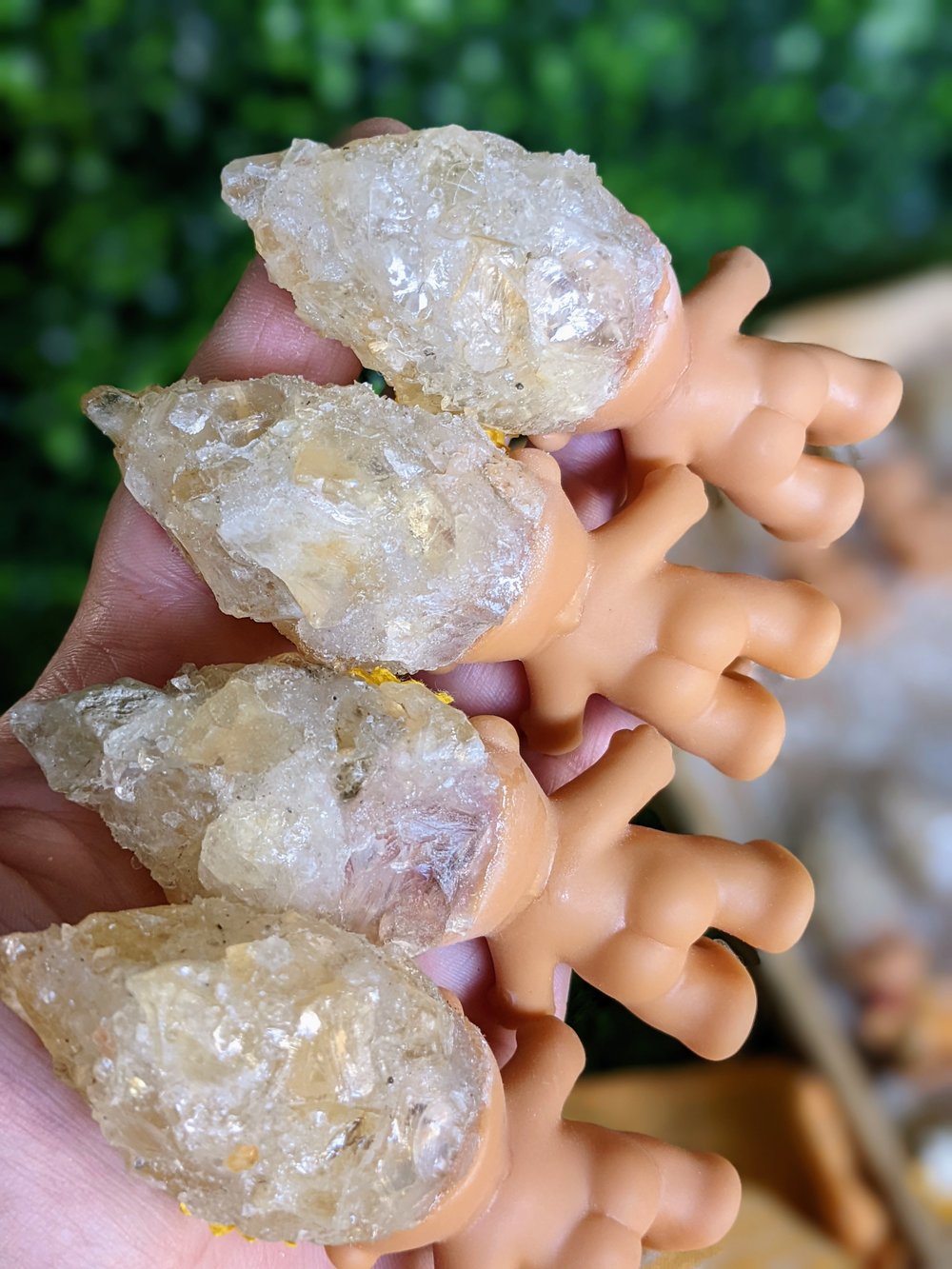 Citrine "Golden Amethyst" Crystal Troll Shorty with Sunflower Crown 3.5"