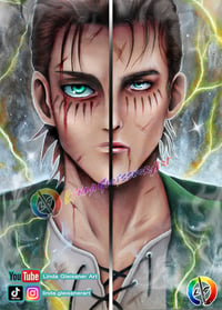 Image 1 of Eren Anime VS Realism Poster / Print