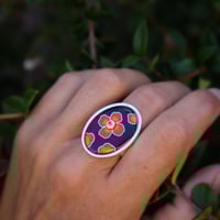 Image 2 of california poppy cloisonné ring 