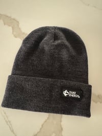 Beanie rubber patch sewn on