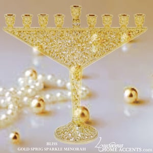 Image of Bliss Sprig Gold and Crystal Menorah