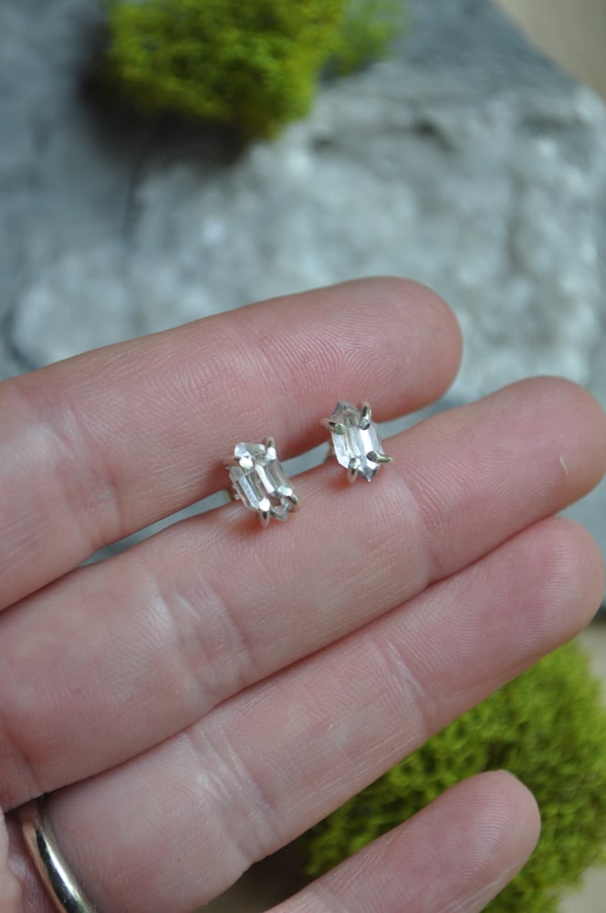 Image of OOAK Herkimer Diamond Studs in Sterling Silver