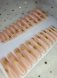 Image 2 of XXL Square Nude Gold Butterfly Gel Press On Set