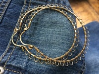 Image 2 of Large Lacey Sunflower Solid Brass Hoops /E