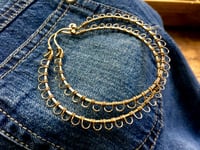 Image 1 of Large Lacey Sunflower Solid Brass Hoops /E