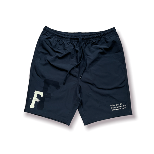 Image of FlyTimez "Coordinates" Shorts w/ Water Activated Shadow Print (Black)