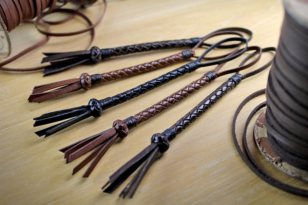 1-1/2" Loop - Braided Leather Lanyard with Tails